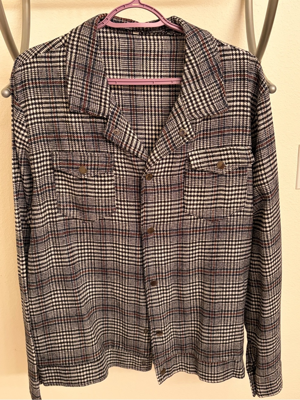 Men's Black & White Plaid Lightweight Shacket